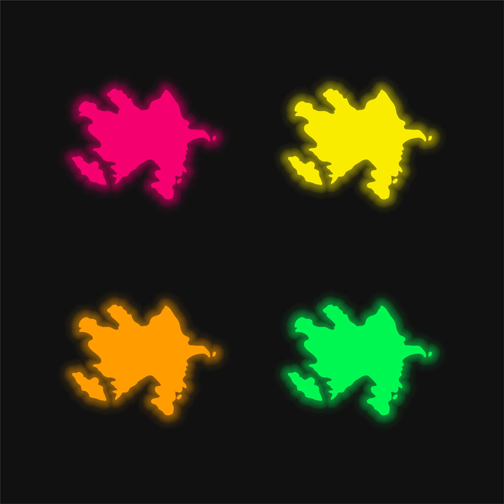Азербайджанский четырехцветный светящийся неоновый вектор - Вектор,изображение