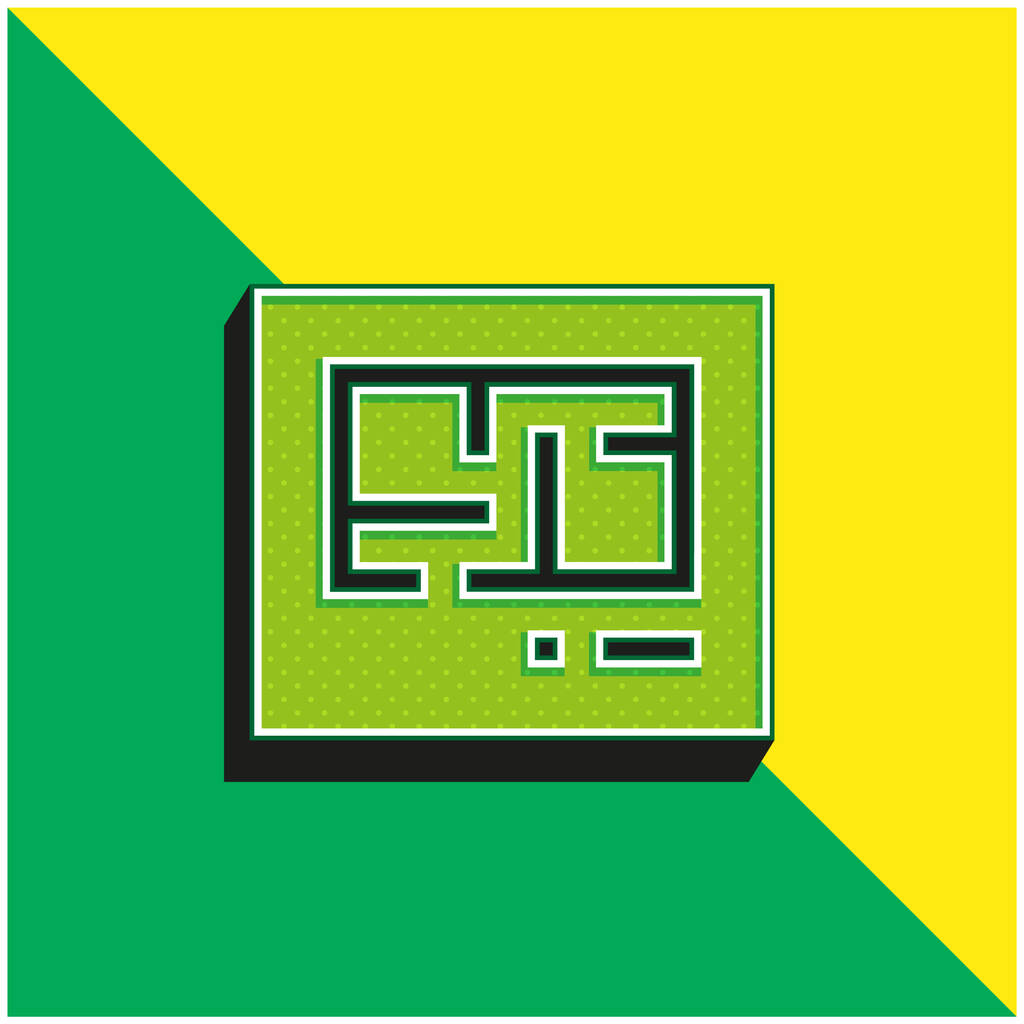 Blueprint Πράσινο και κίτρινο σύγχρονο 3d διάνυσμα εικονίδιο λογότυπο - Διάνυσμα, εικόνα