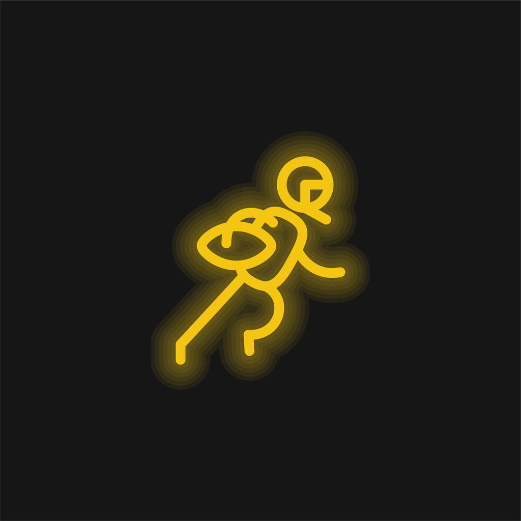 アメリカンフットボール選手黄色輝くネオンアイコン - ベクター画像