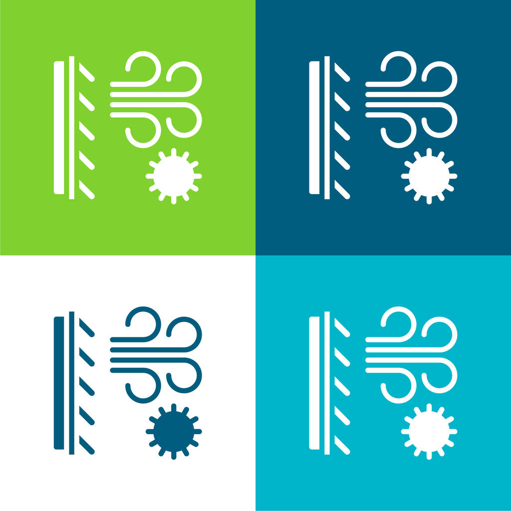 Climatiseur Ensemble d'icônes minimal plat quatre couleurs - Vecteur, image