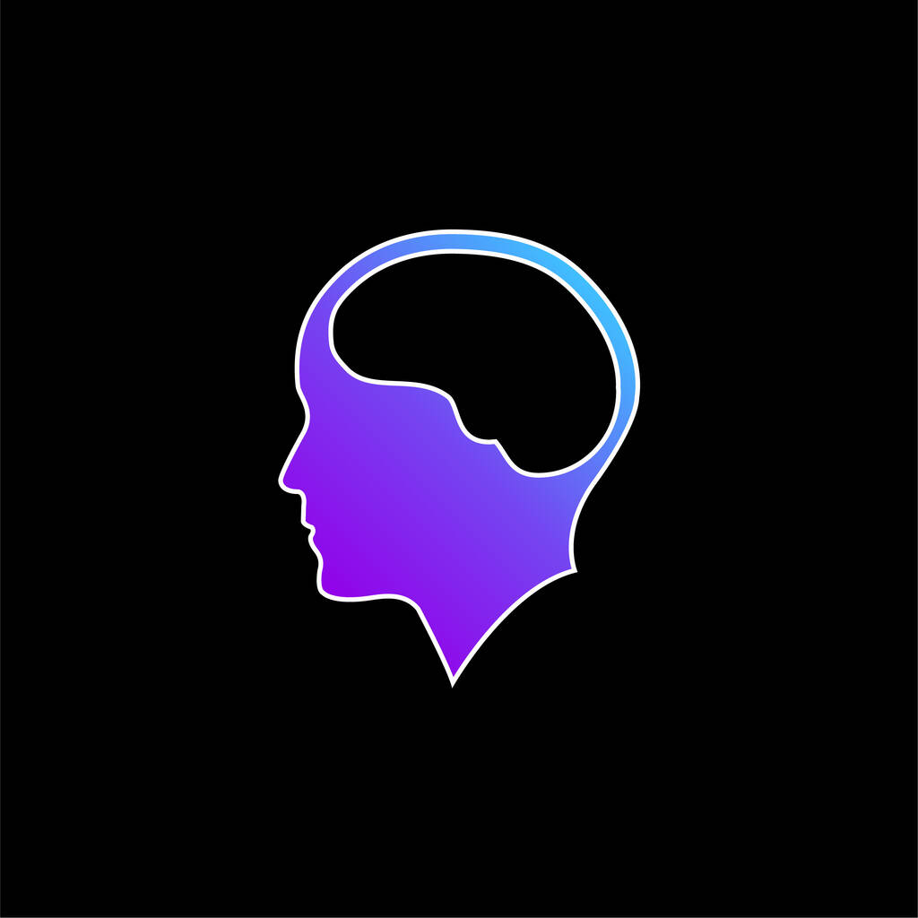 Icona del vettore gradiente blu cervello dentro la testa umana - Vettoriali, immagini