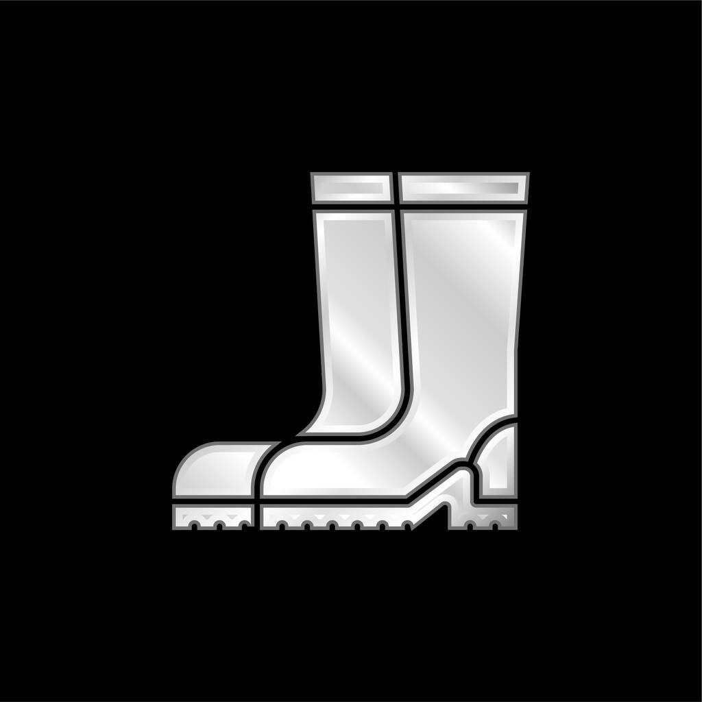 Boot argent plaqué icône métallique - Vecteur, image
