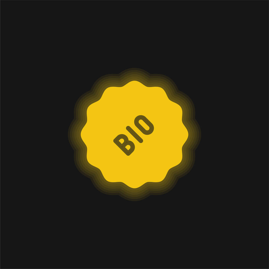 Bio yellow glowing neon icon - Vector, Image