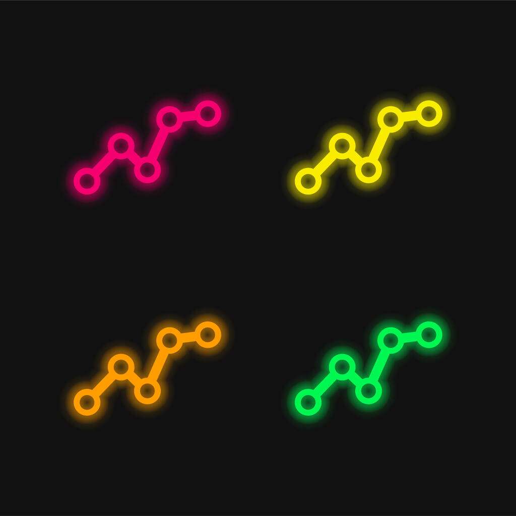 Ascending Business Graphic four color glowing neon vector icon - Vector, Image