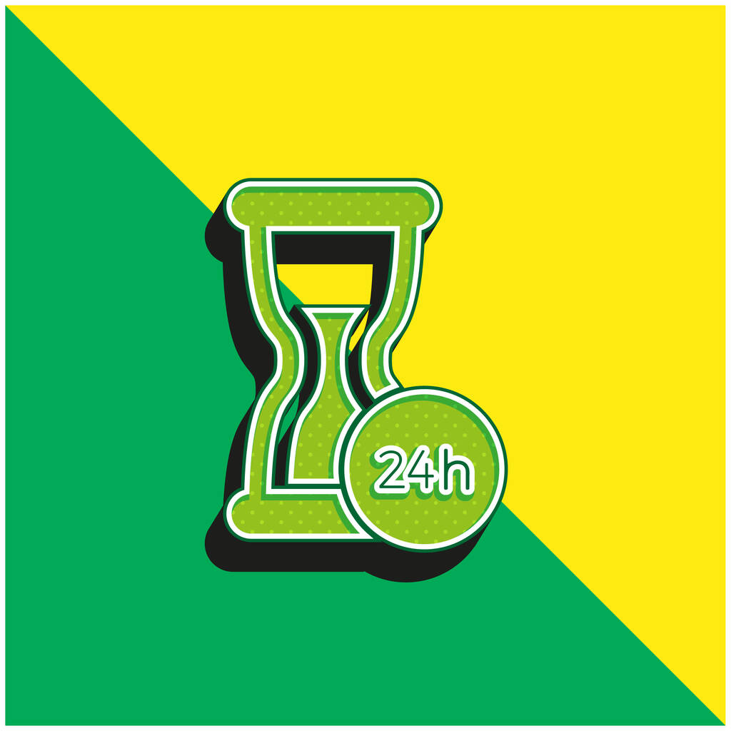 24 Hours Support Green and yellow modern 3d vector icon logo - Vector, Image