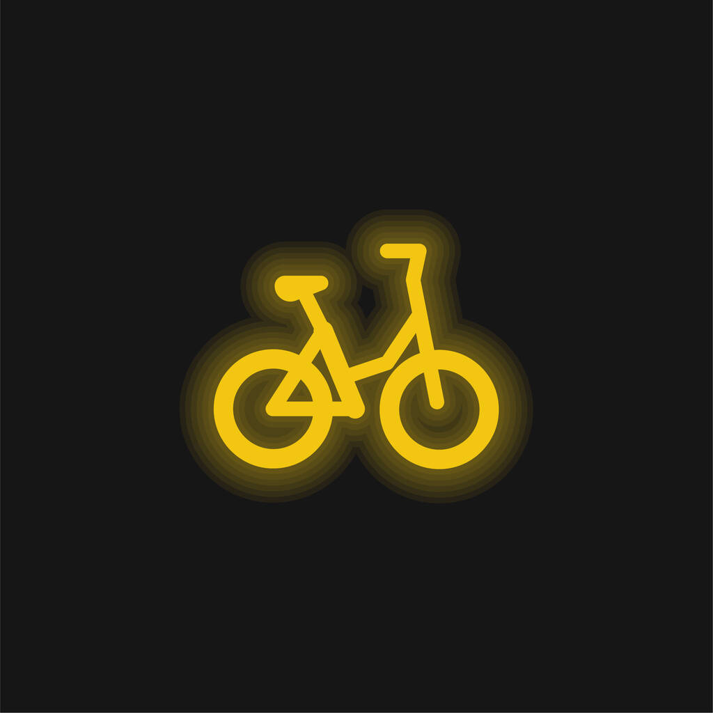 Fiets geel gloeiend neon pictogram - Vector, afbeelding