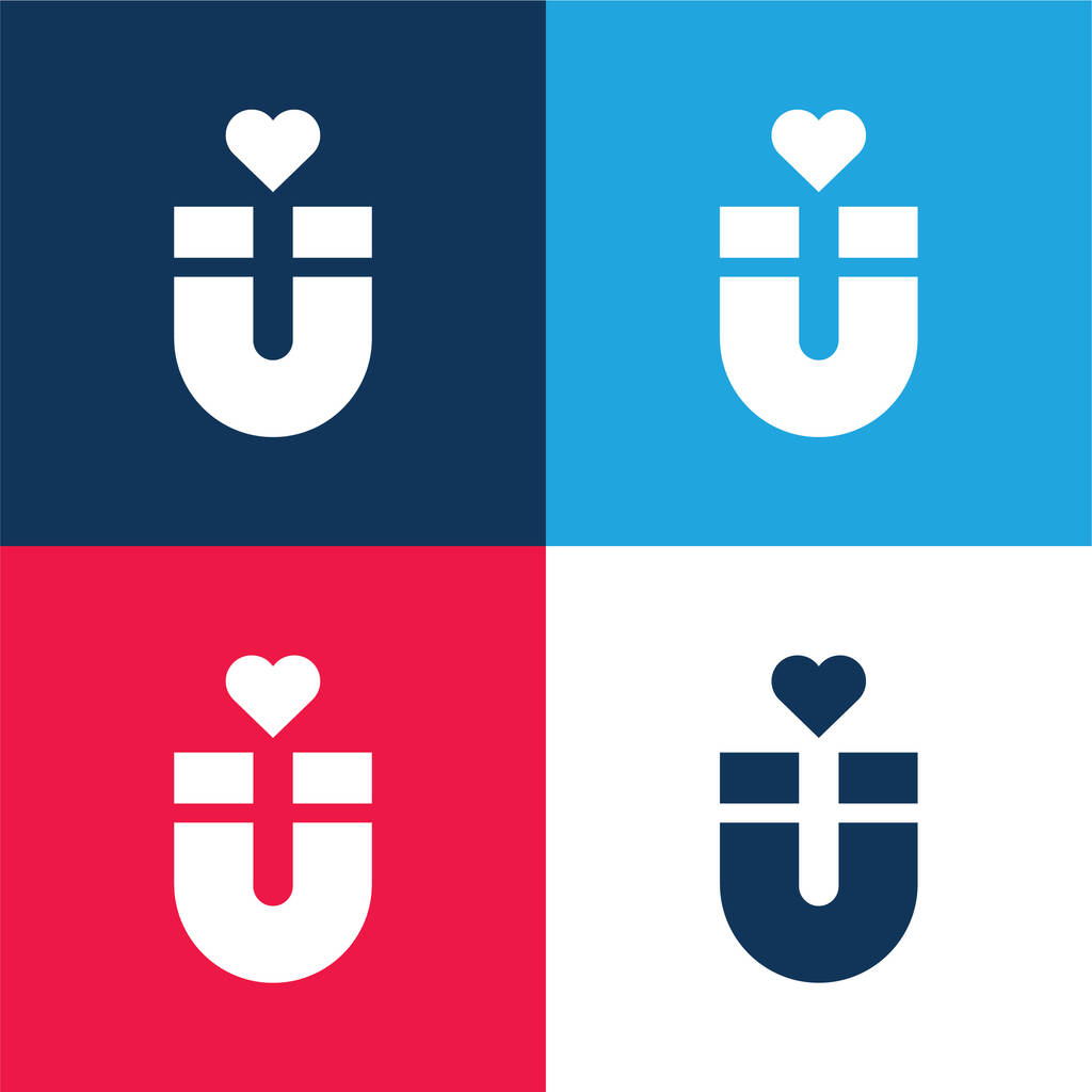 Atracción azul y rojo de cuatro colores mínimo icono conjunto - Vector, imagen