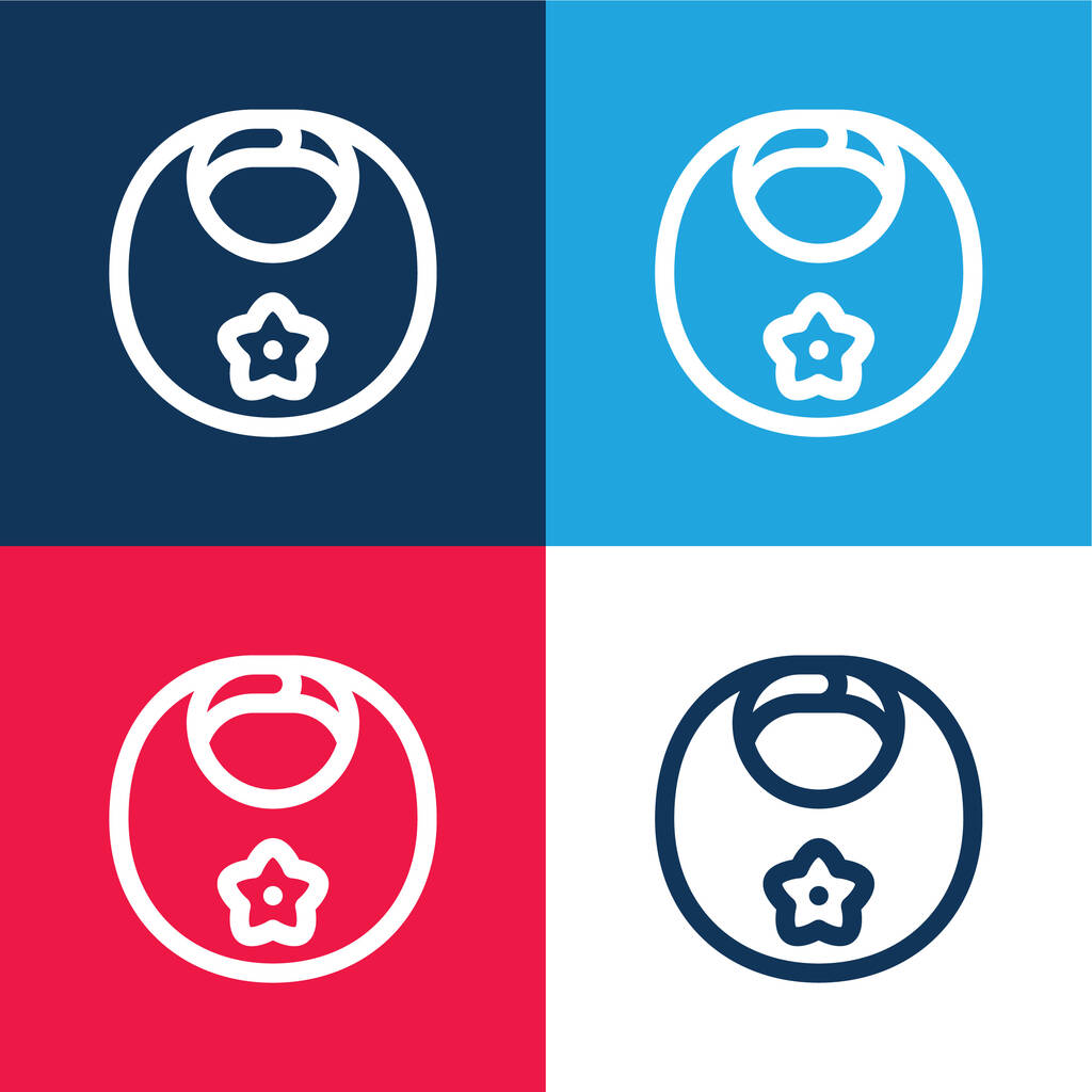Bib modrá a červená čtyři barvy minimální ikona nastavena - Vektor, obrázek