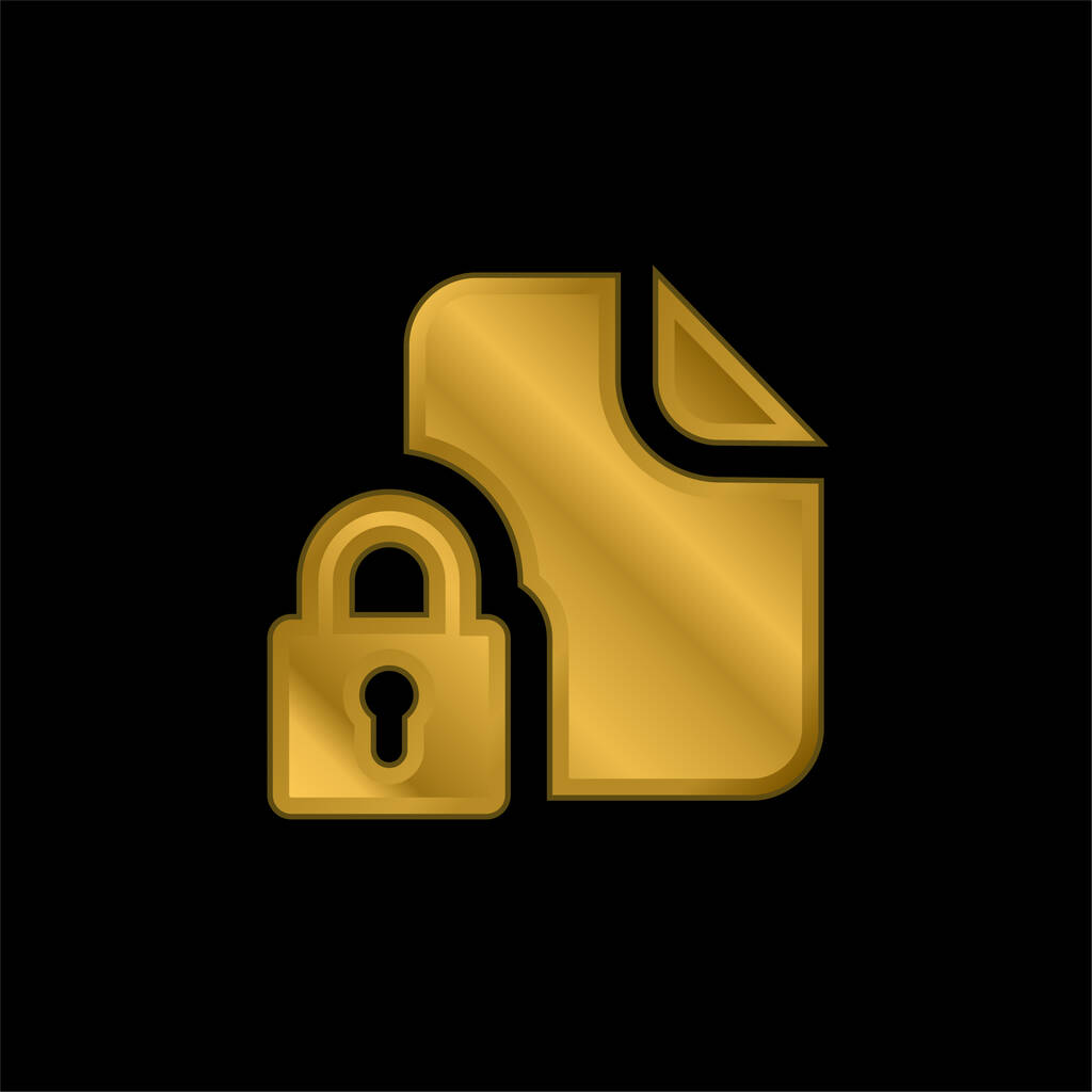 Blocked File gold plated metalic icon or logo vector - Vector, Image