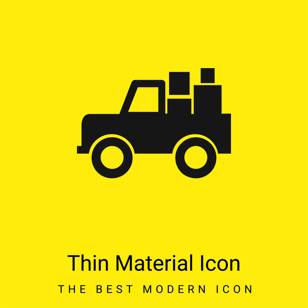 All Terrain Vehicle With Cargo minimaal helder geel materiaal icoon - Vector, afbeelding