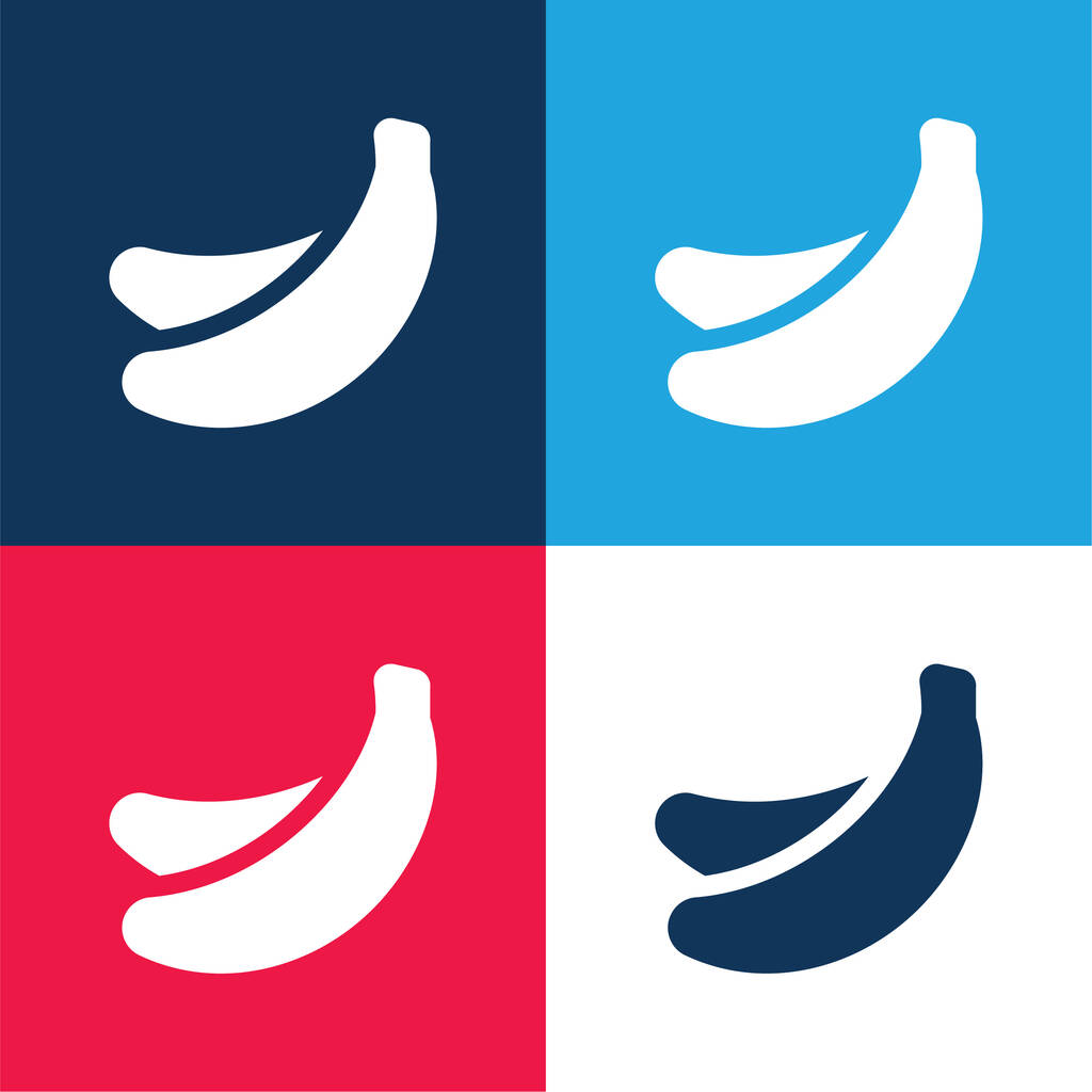 Banana azul y rojo conjunto de iconos mínimo de cuatro colores - Vector, imagen