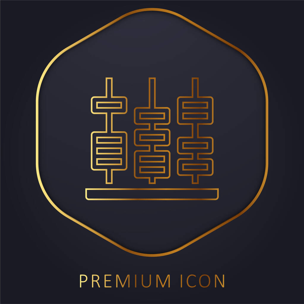 Abacus χρυσό λογότυπο γραμμή πριμοδότηση ή εικονίδιο - Διάνυσμα, εικόνα