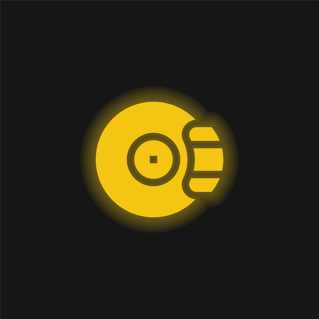 ブレーキ黄色の輝くネオンアイコン - ベクター画像