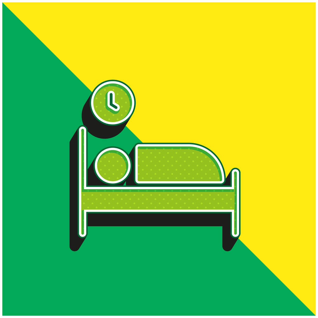 Slaapkamer Groen en geel modern 3D vector icoon logo - Vector, afbeelding