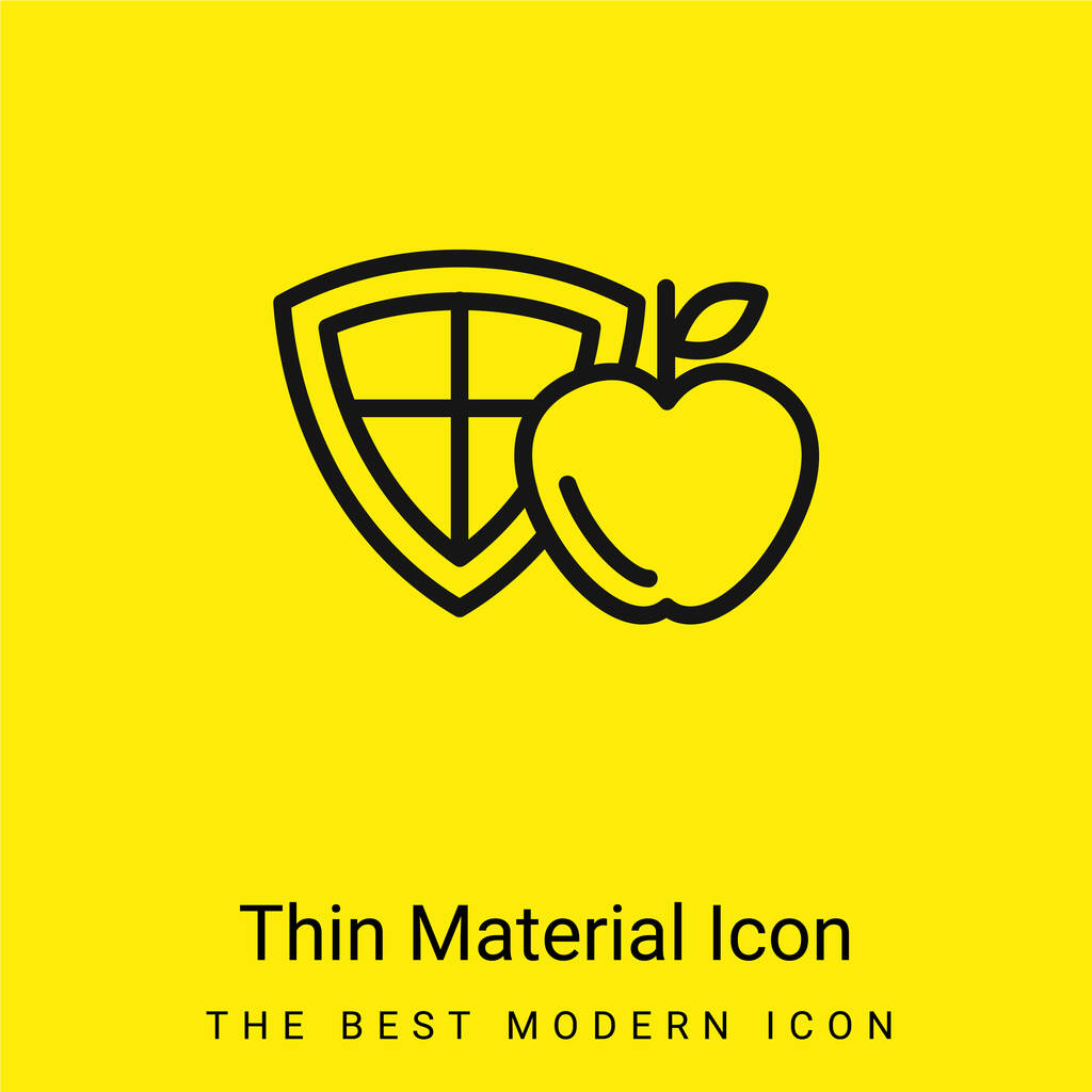 Apple And A Shield minimal bright yellow material icon - Vector, Image
