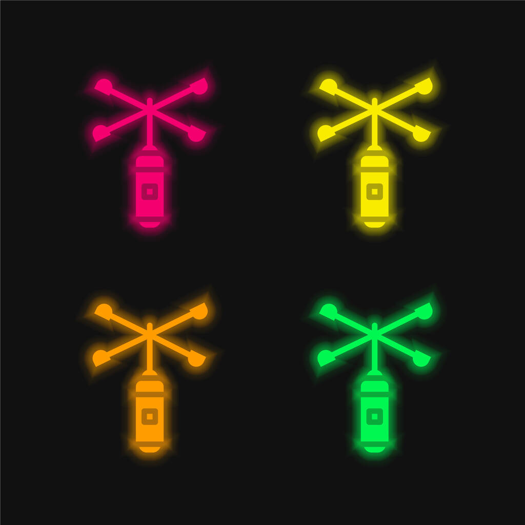 Vérnyomásmérő négy színű izzó neon vektor ikon - Vektor, kép