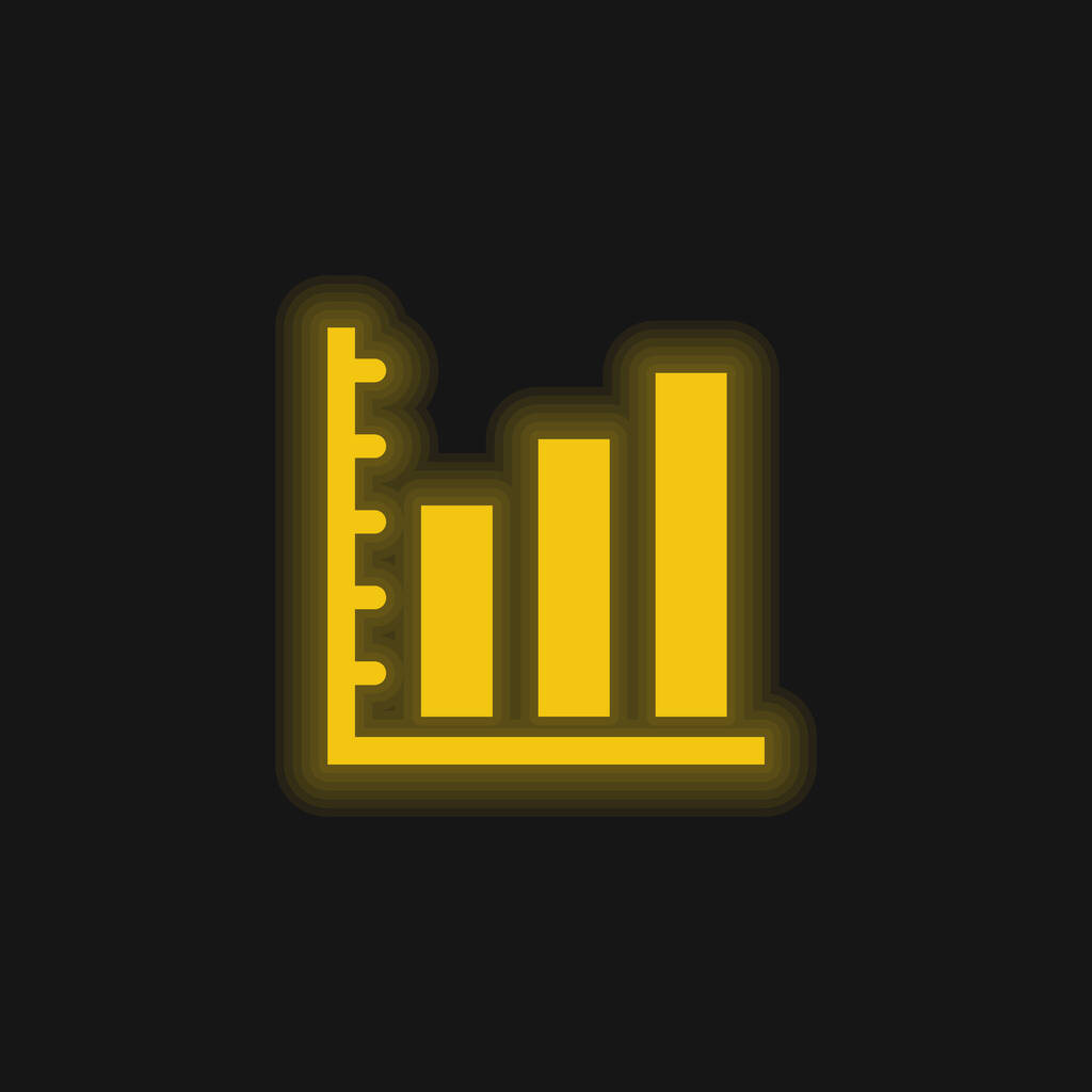 Aufsteigende Balken Grafik für Unternehmen gelbes leuchtendes Neon-Symbol - Vektor, Bild