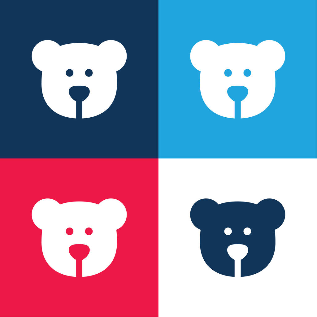 Medvěd modrá a červená čtyři barvy minimální ikona nastavena - Vektor, obrázek