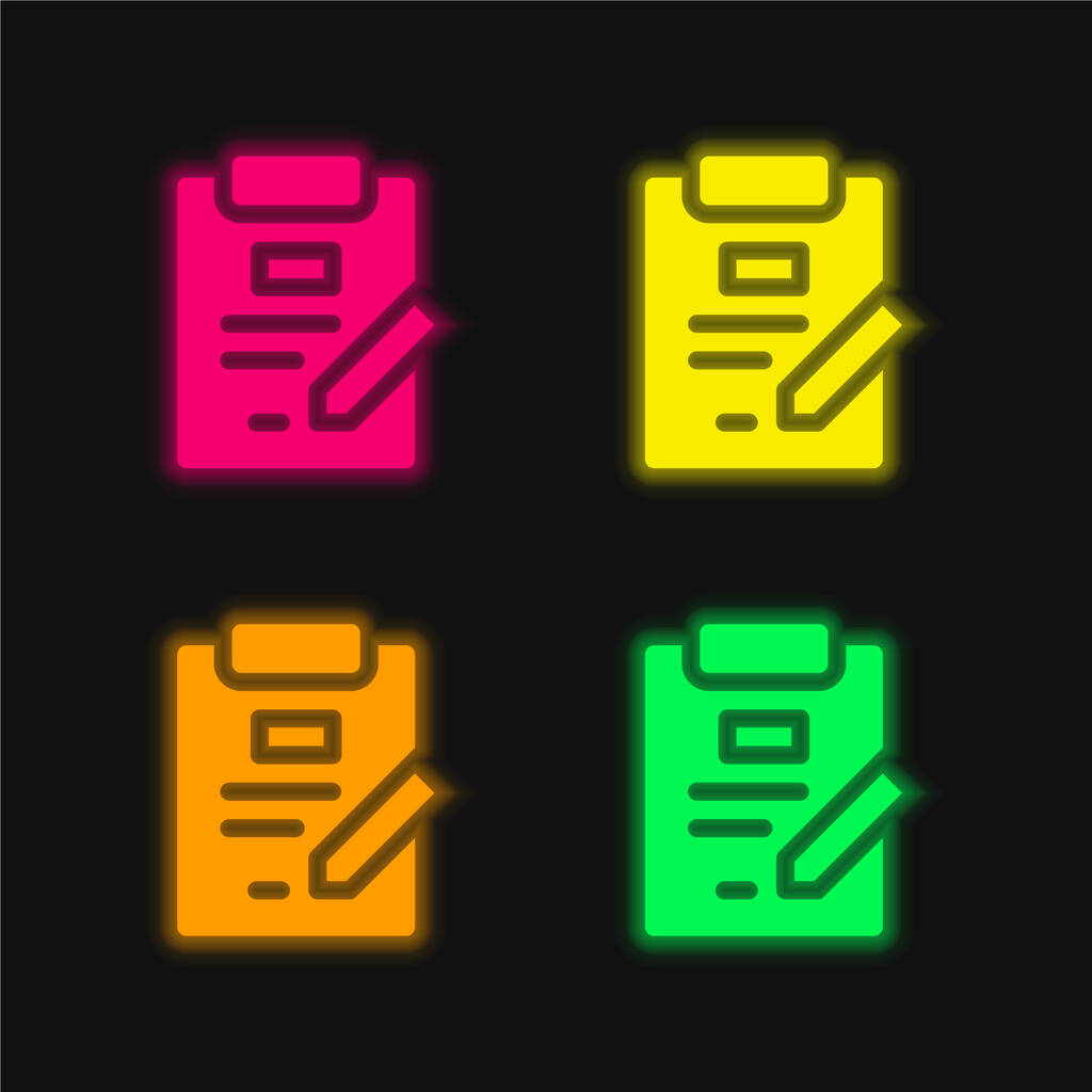 Vereinbarung vier Farben leuchtenden Neon-Vektor-Symbol - Vektor, Bild