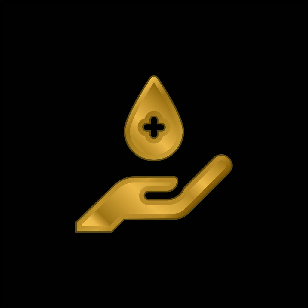Blood Drop złocone metaliczna ikona lub wektor logo - Wektor, obraz