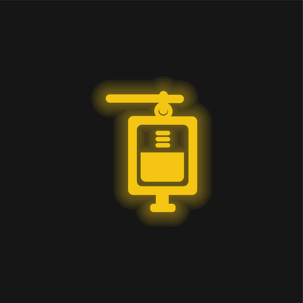 Vérátömlesztés sárga izzó neon ikon - Vektor, kép