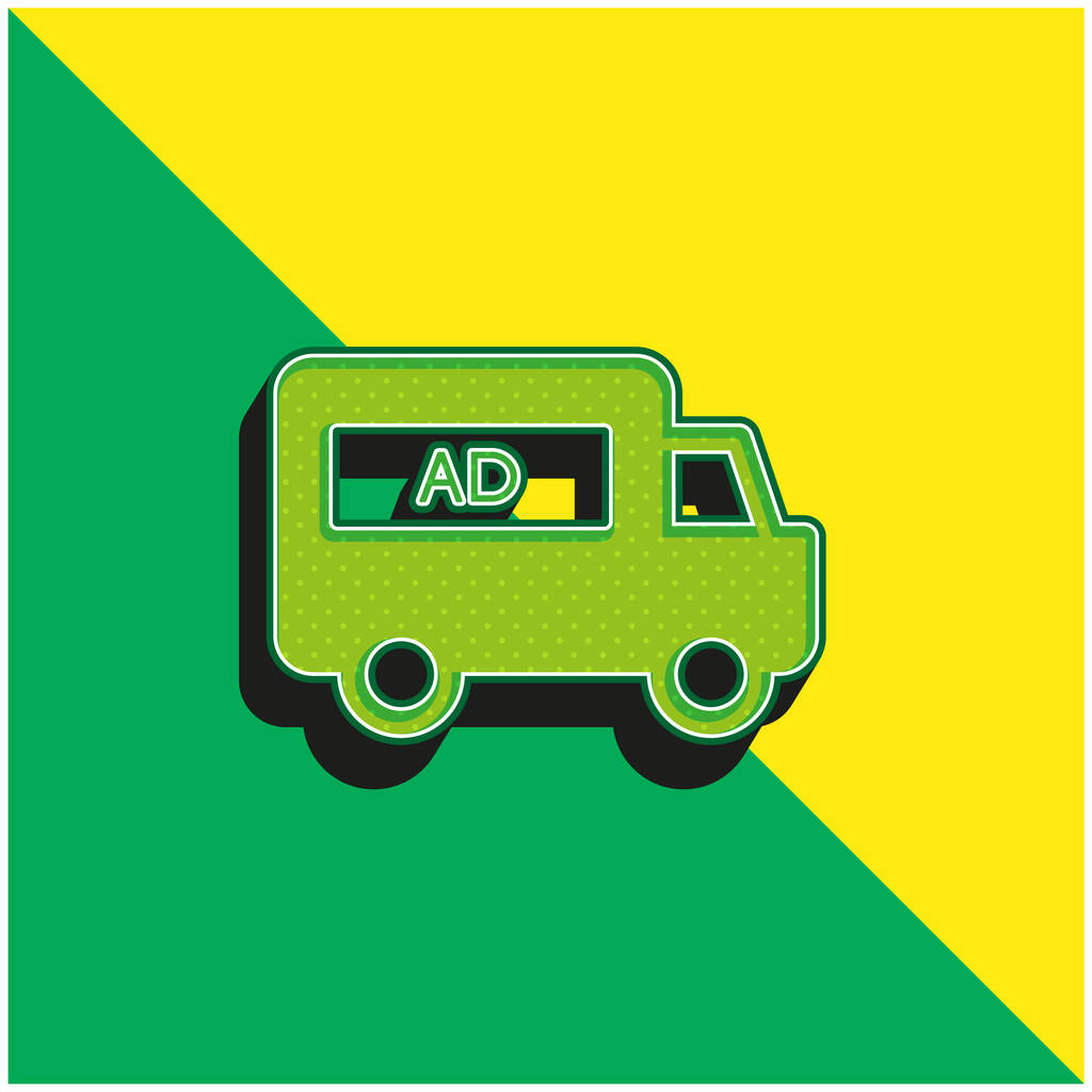 AD Van Green and yellow modern 3d vector icon - Вектор, зображення