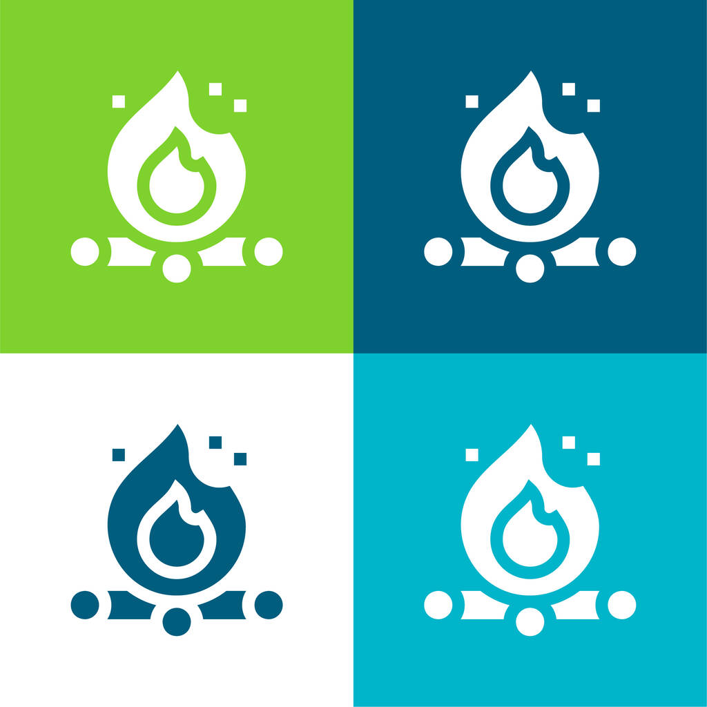 Ensemble d'icônes minimal quatre couleurs Bonfire Flat - Vecteur, image