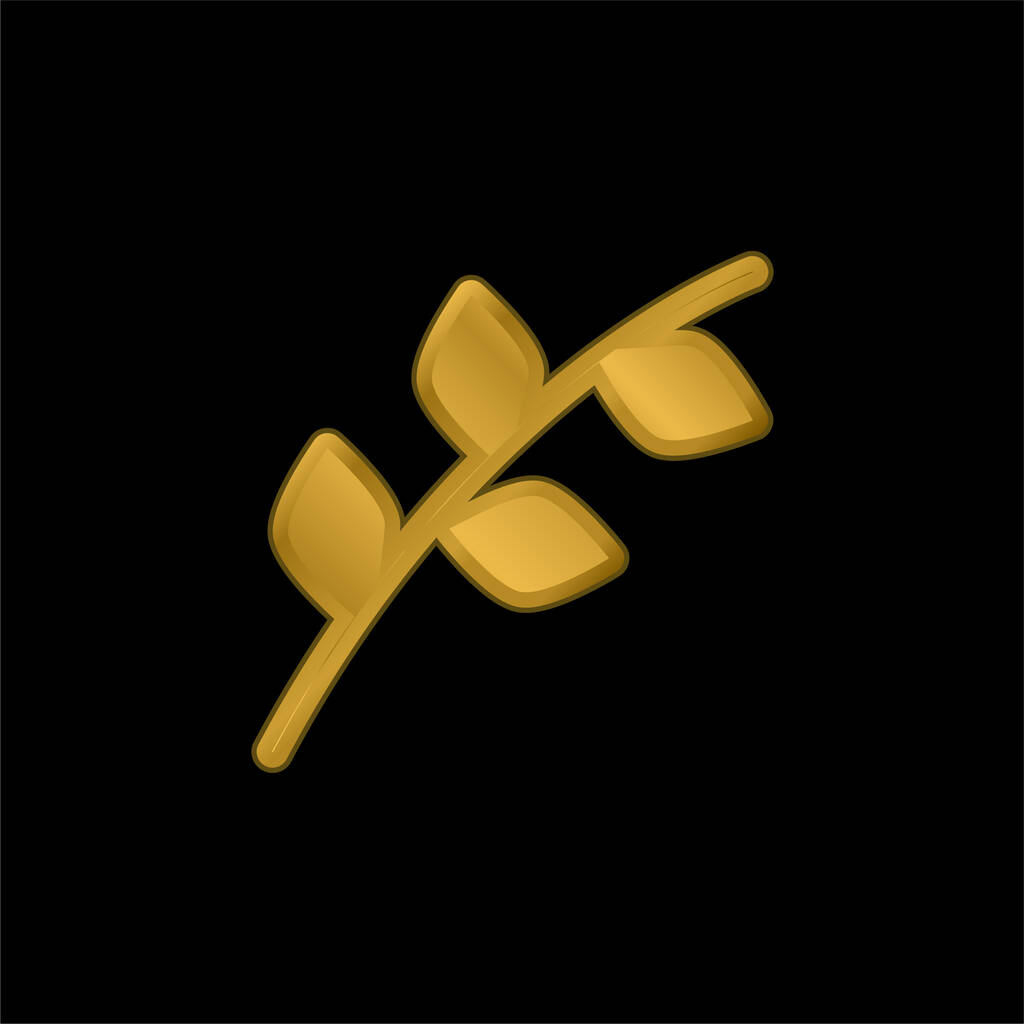 Rama chapado en oro icono metálico o logo vector - Vector, imagen