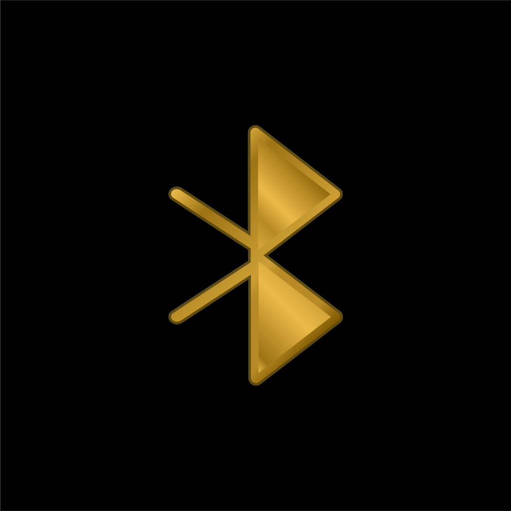 Bluetoothゴールドメッキ金属アイコンまたはロゴベクトル - ベクター画像