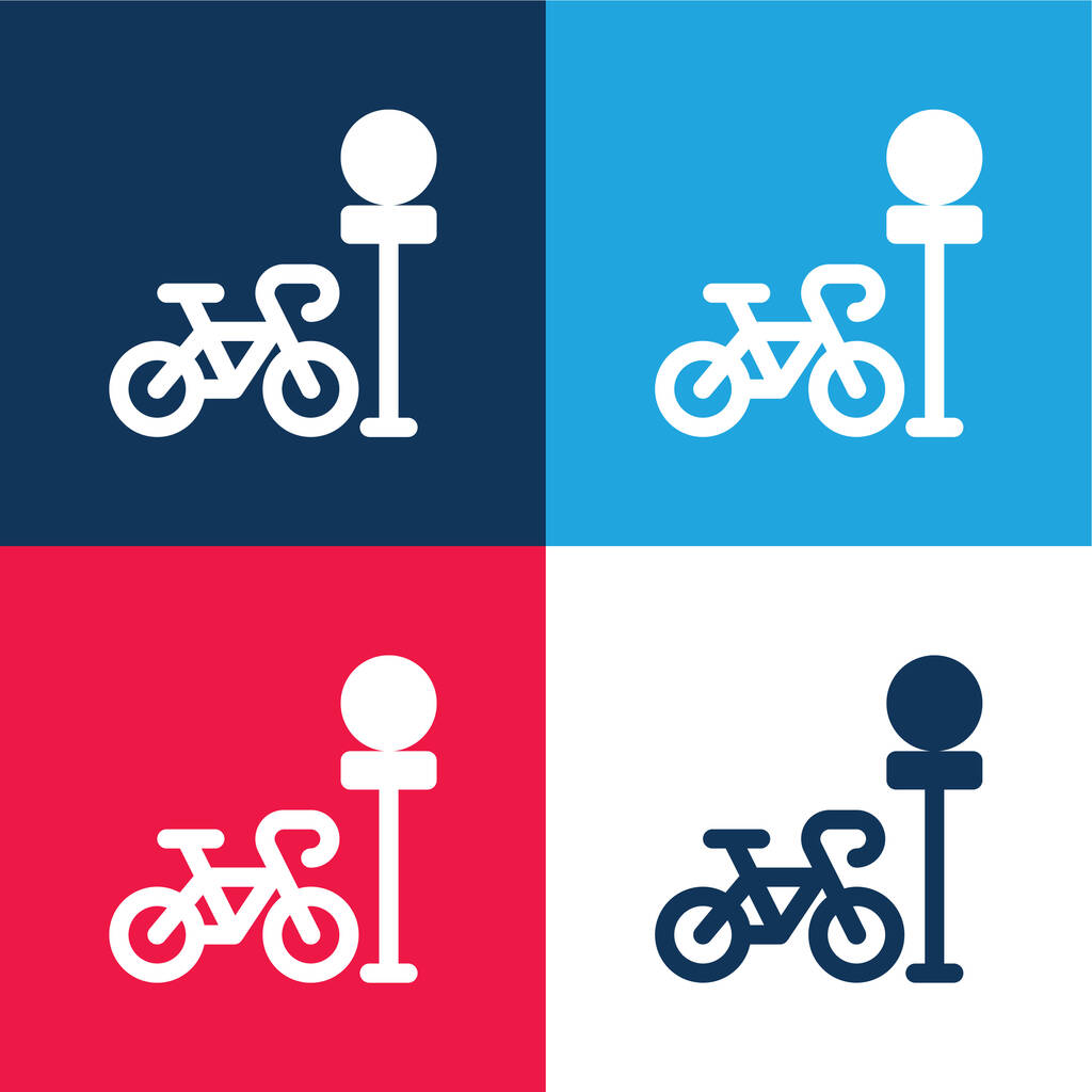 Kolo Parkování modré a červené čtyři barvy minimální ikona nastavena - Vektor, obrázek