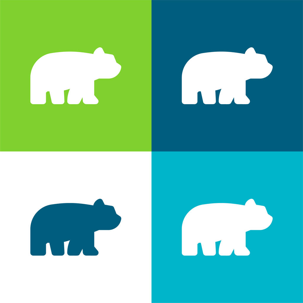 Bear Flat four color minimal icon set - Vector, Image