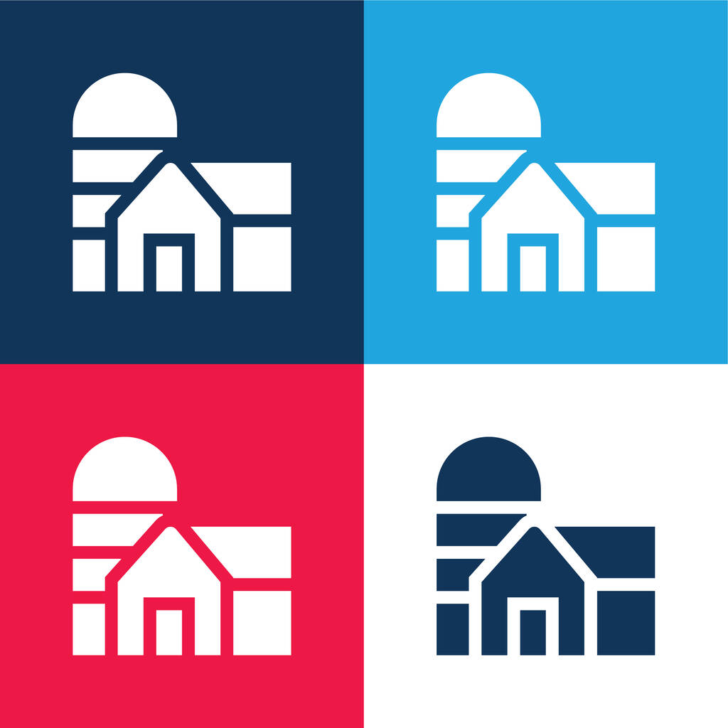 Barn kék és piros négy szín minimális ikon készlet - Vektor, kép