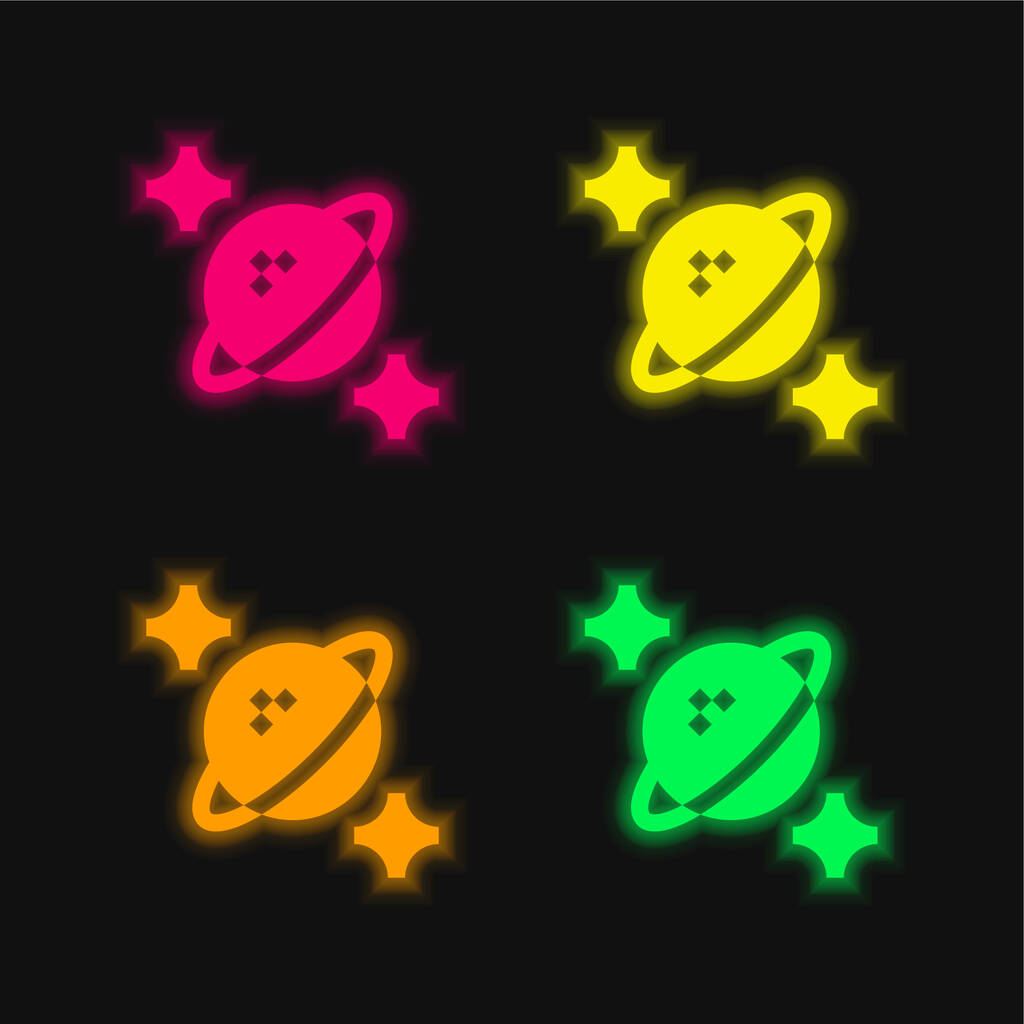 Astrofysiikka neljä väriä hehkuva neon vektori kuvake - Vektori, kuva