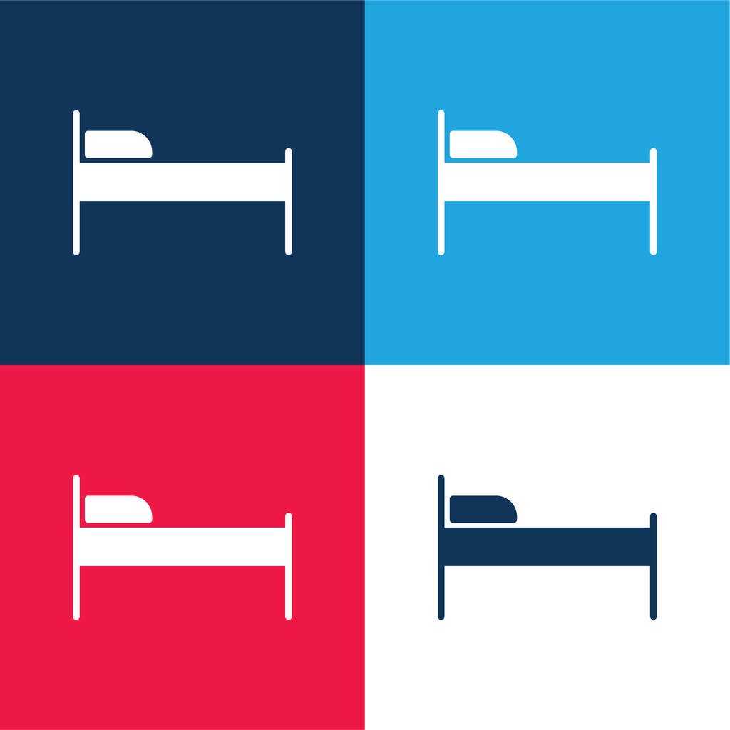 Schlafzimmer blau und rot vier Farben minimales Symbol-Set - Vektor, Bild