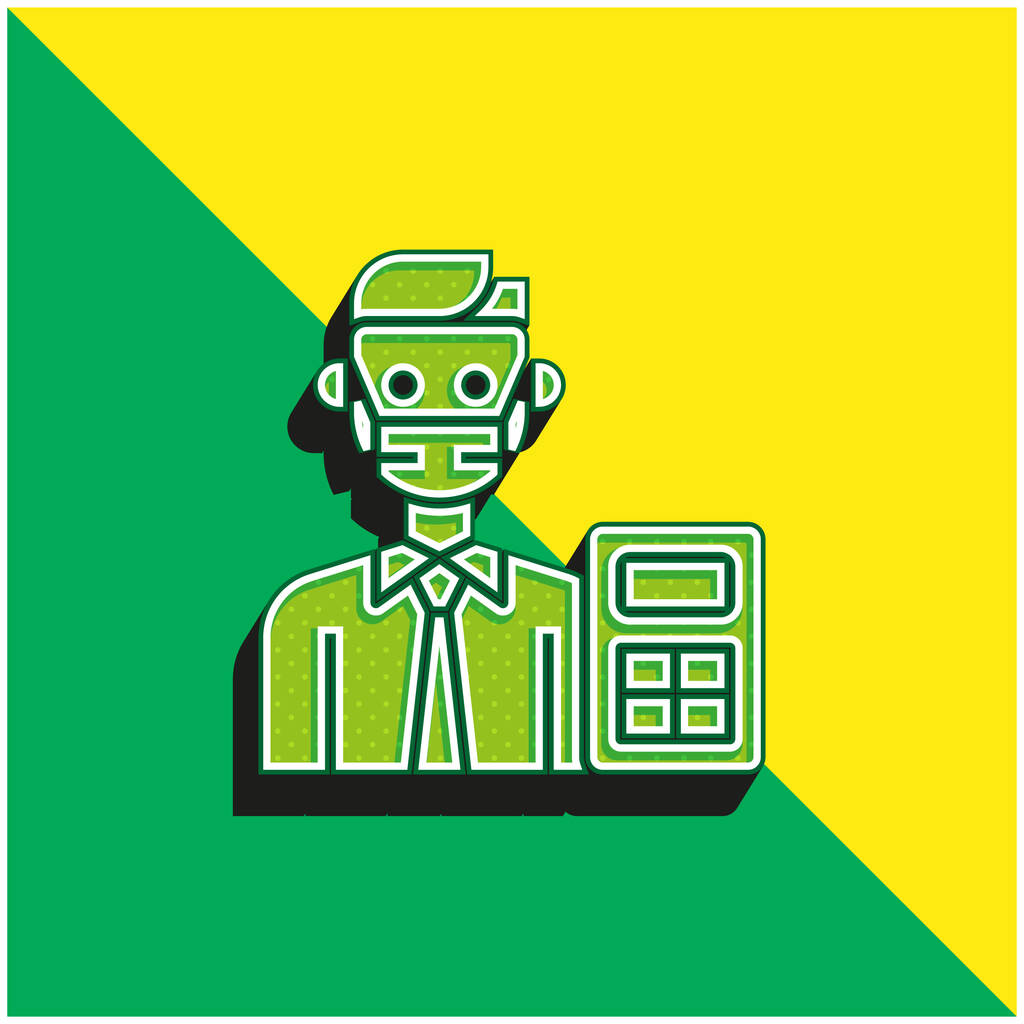 Buchhalter Grünes und gelbes modernes 3D-Vektorsymbol-Logo - Vektor, Bild