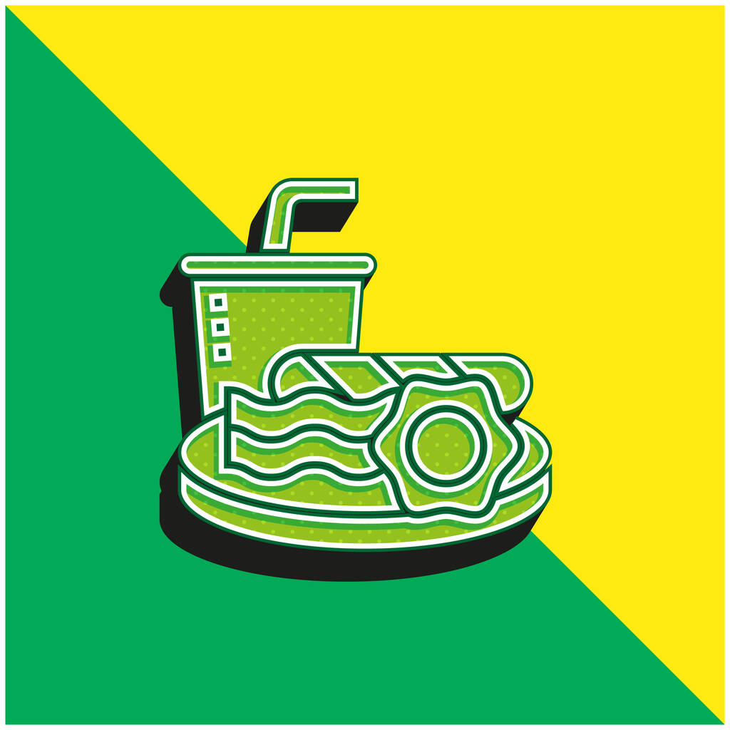朝食緑と黄色のモダンな3Dベクトルアイコンのロゴ - ベクター画像