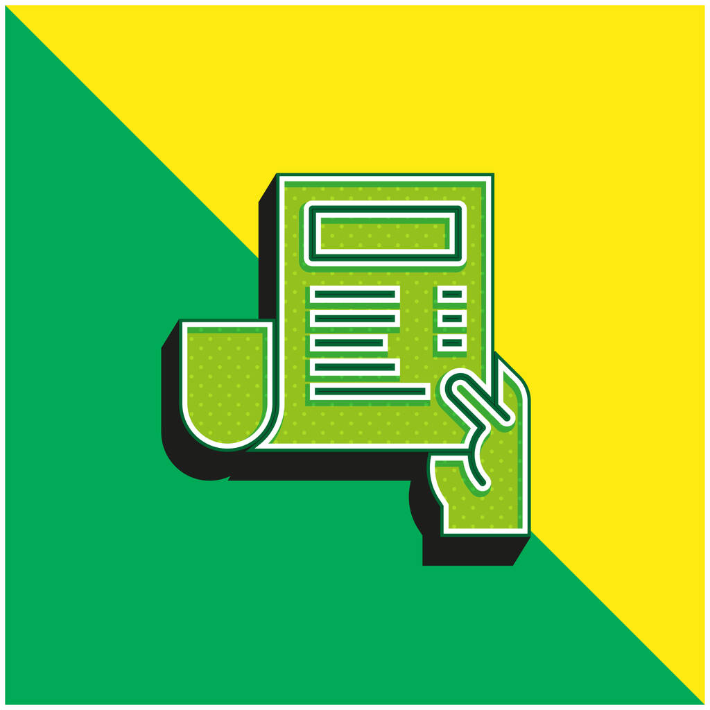 Bill Vihreä ja keltainen moderni 3d vektori kuvake logo - Vektori, kuva