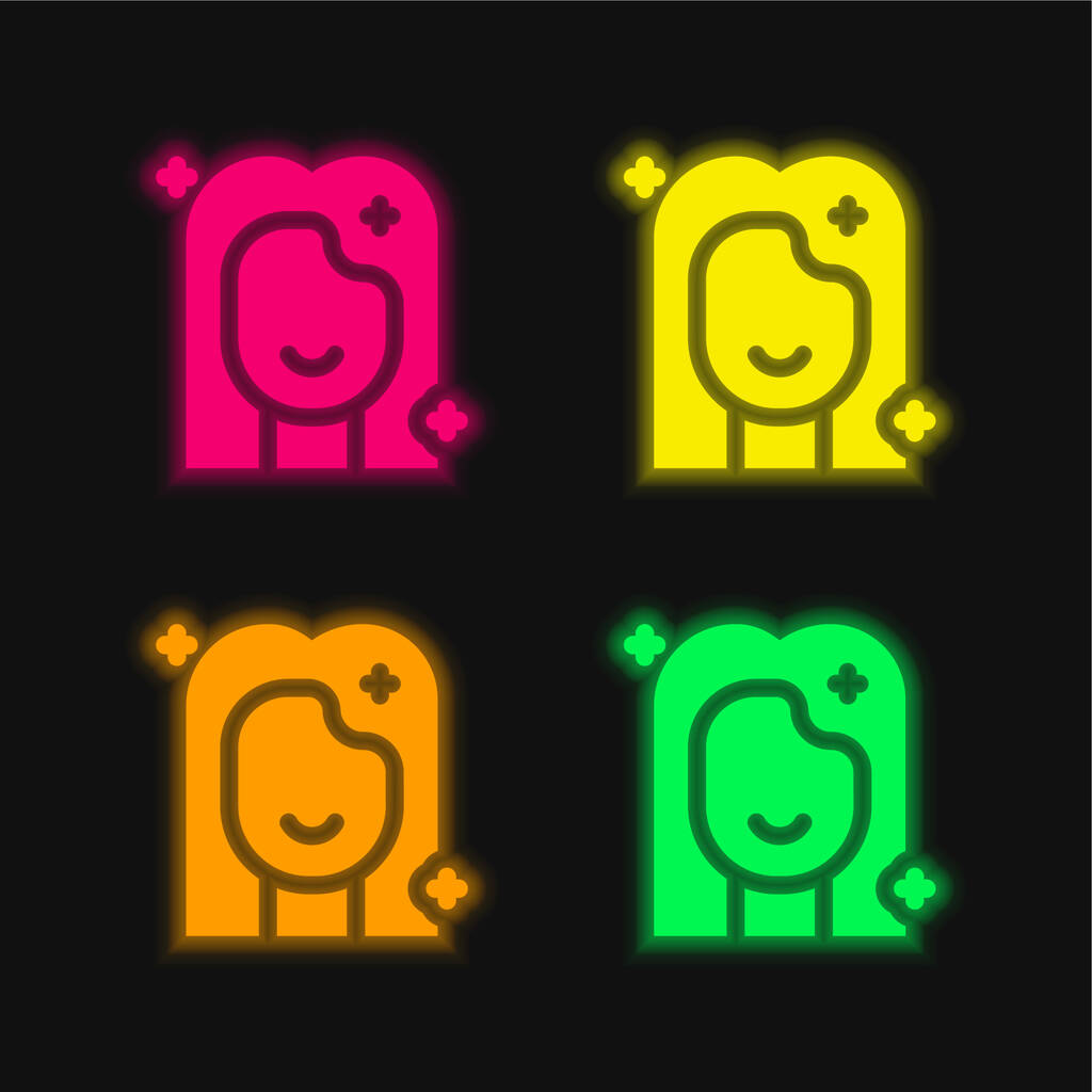 Piękno cztery kolor świecący neon wektor ikona - Wektor, obraz