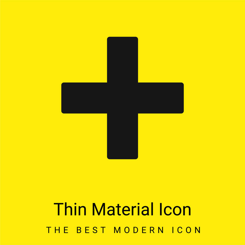 Añadir Filled Cross Sign icono de material amarillo brillante mínimo - Vector, imagen