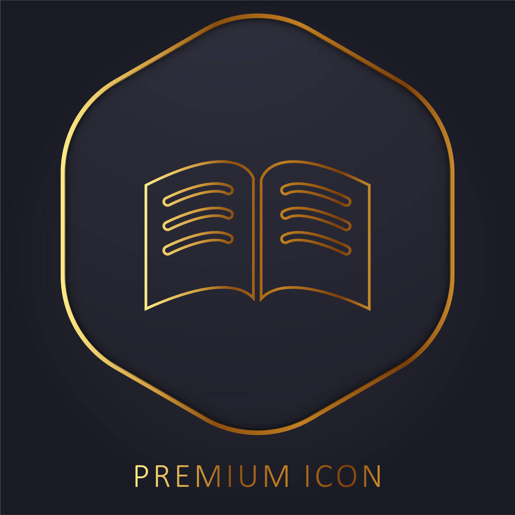 Book Of Black Pages With White Text Lines Opened In The Middle golden line premium logo or icon - Vector, Image