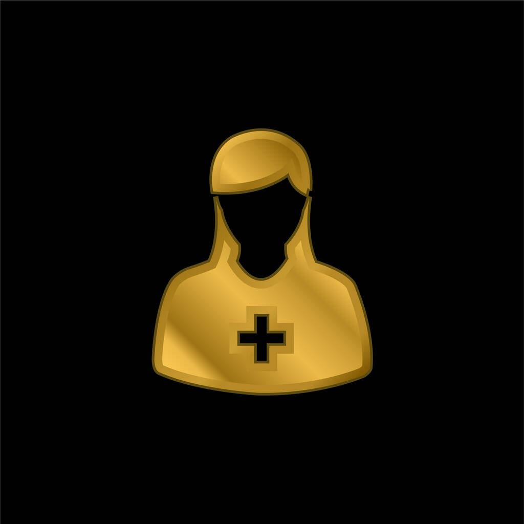 Añadir Avatar hembra chapado en oro icono metálico o logo vector - Vector, Imagen