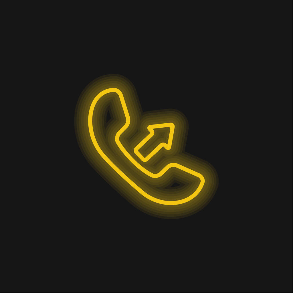 Answer A Call Interface Symbol Of Auricular With An Arrow yellow glowing neon icon - Vector, Image