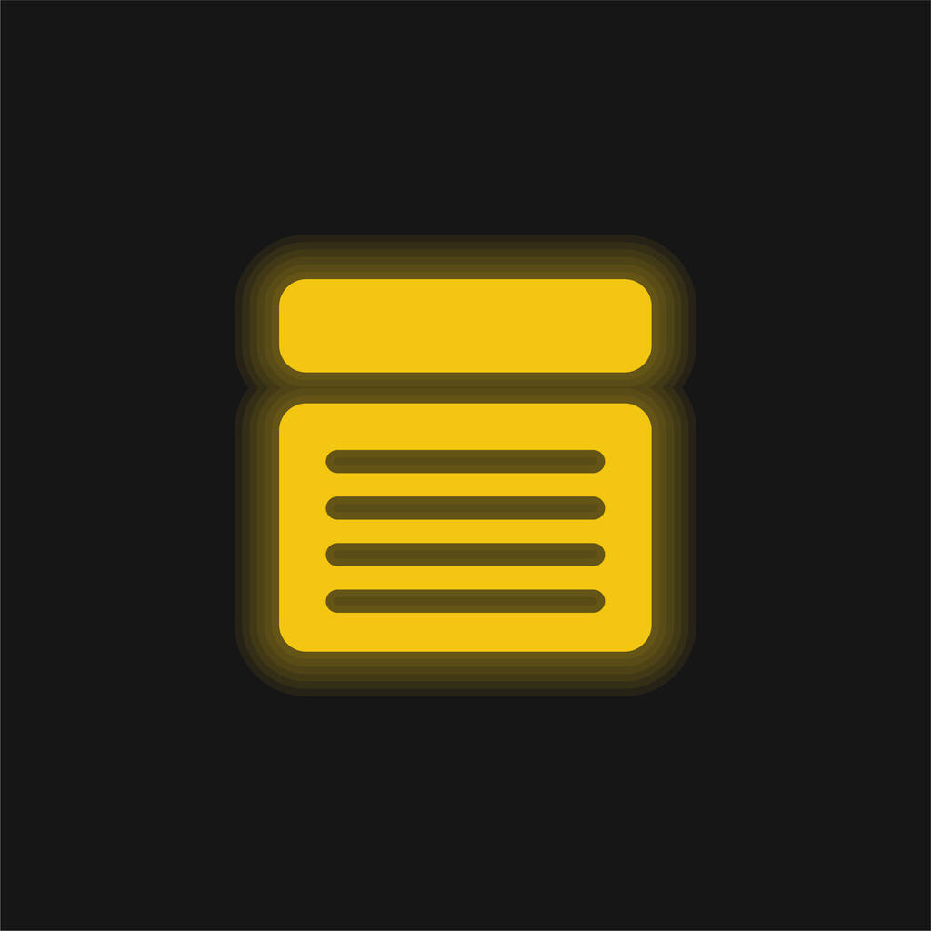 Articolo icona al neon giallo incandescente - Vettoriali, immagini