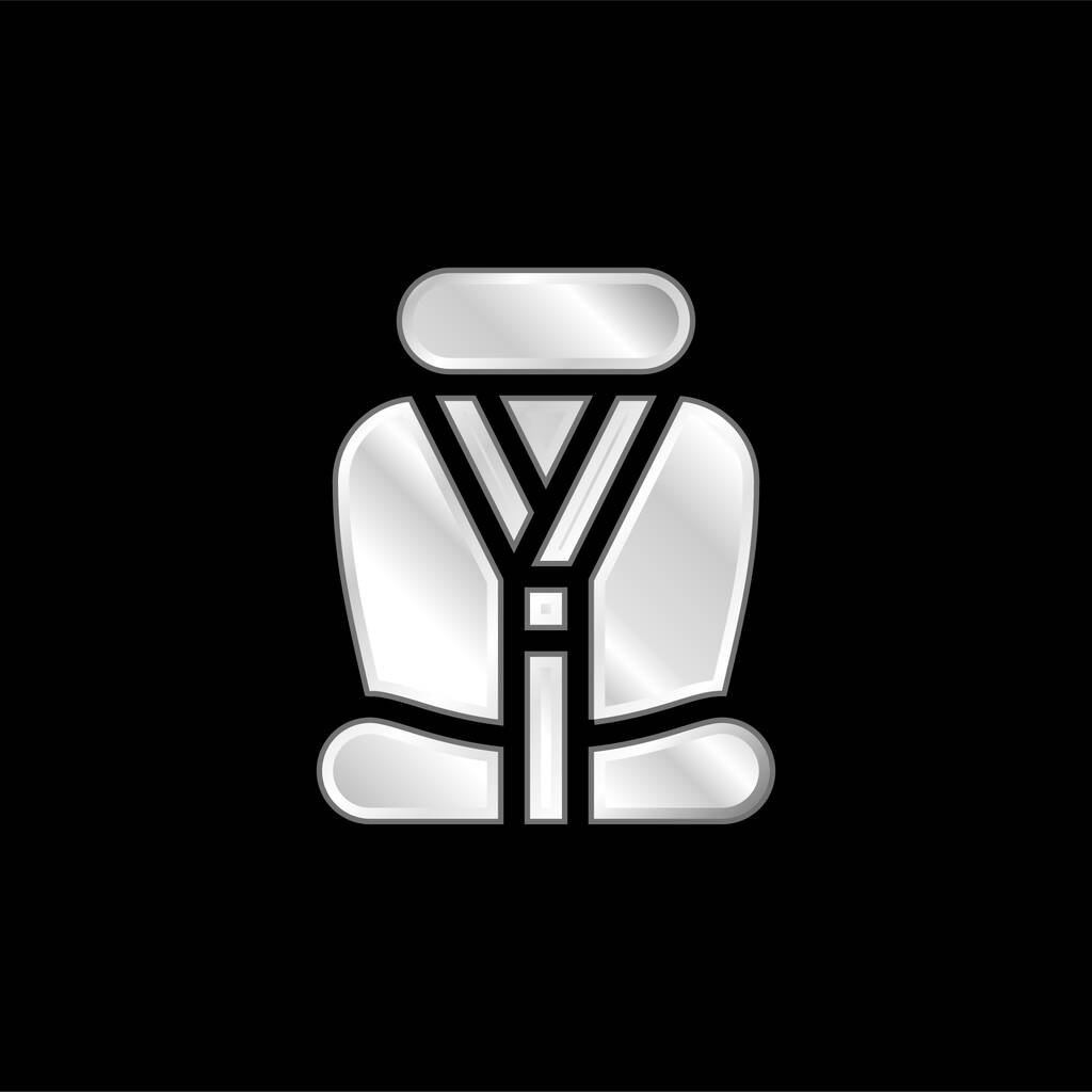 Baby Car Seat hopeoitu metallinen kuvake - Vektori, kuva