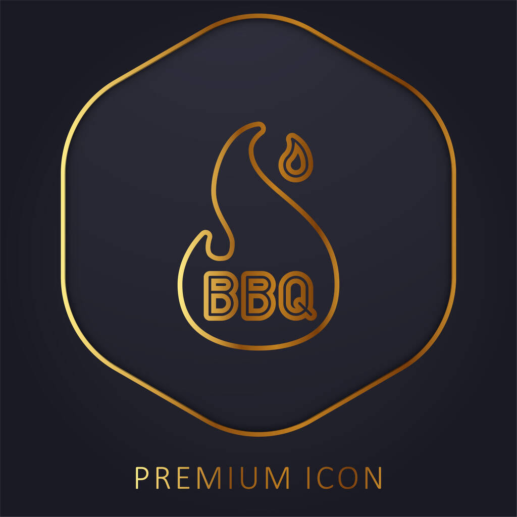 Bbq ligne d'or logo premium ou icône - Vecteur, image