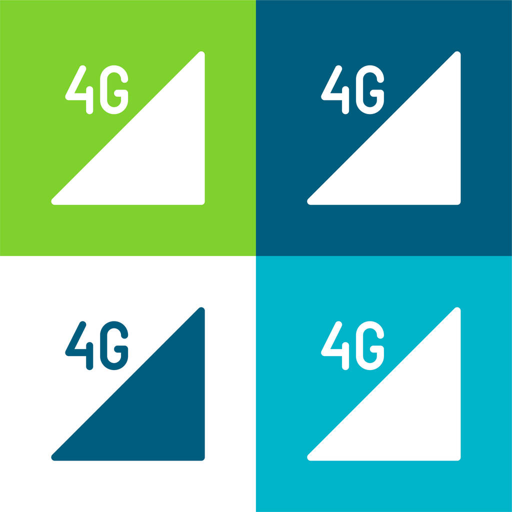 4g Flat four color minimal icon set - Vector, Image