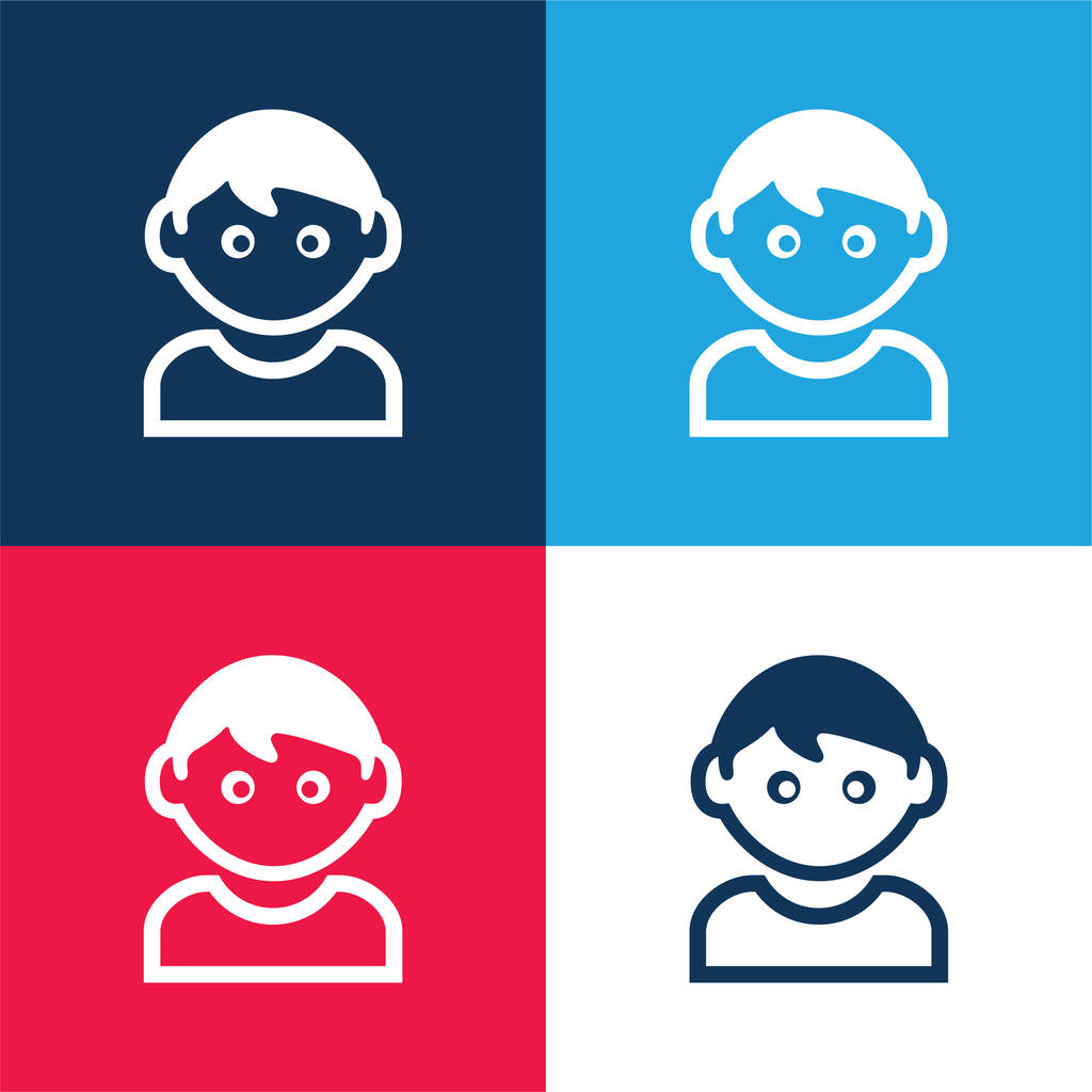 Boy With White T Shirt blue and red four color minimum icon set - Vektor, obrázek