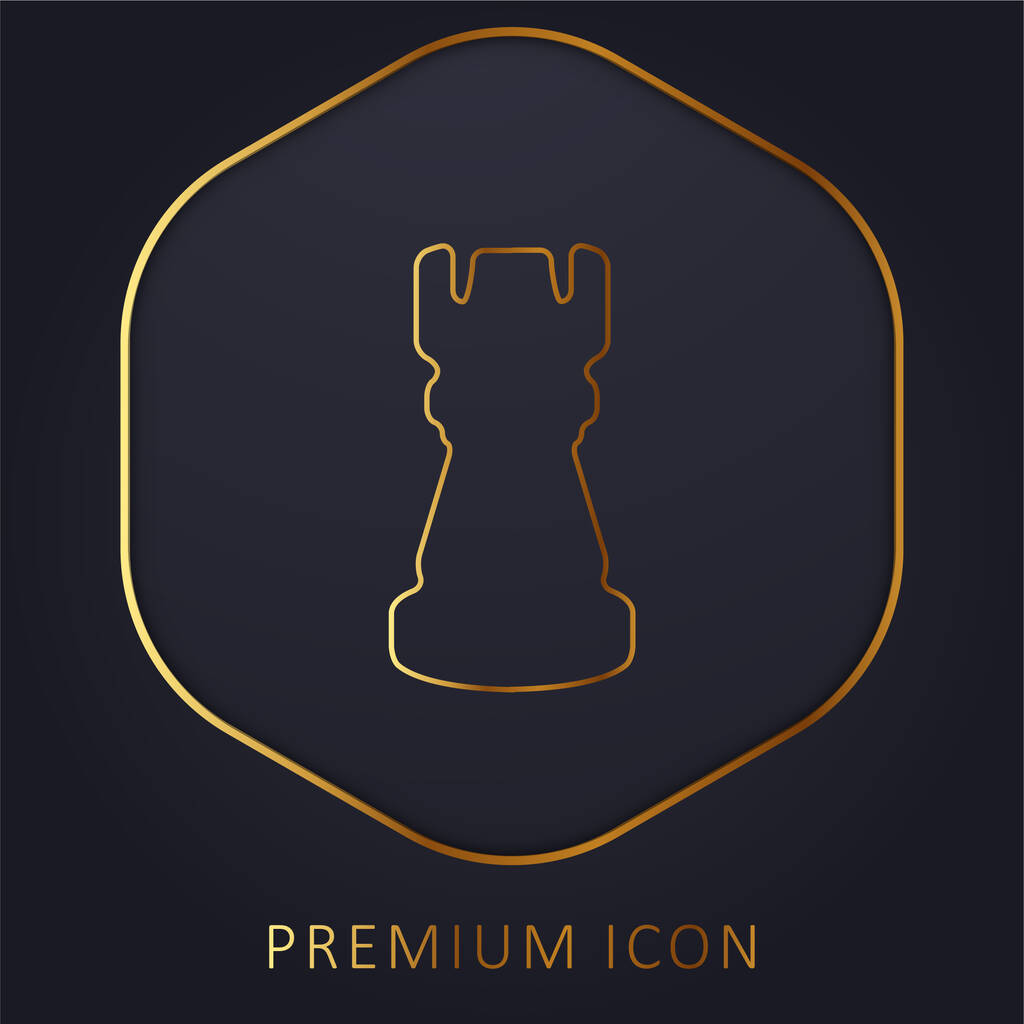 Fekete torony sakk darab forma arany vonal prémium logó vagy ikon - Vektor, kép