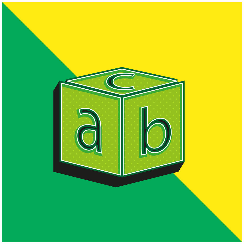 Bloque con letras verde y amarillo moderno vector 3d icono logotipo - Vector, imagen