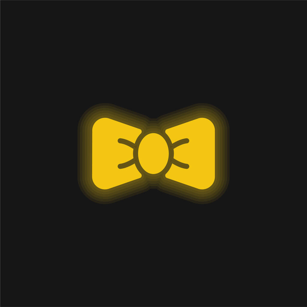 Noeud papillon jaune brillant icône néon - Vecteur, image